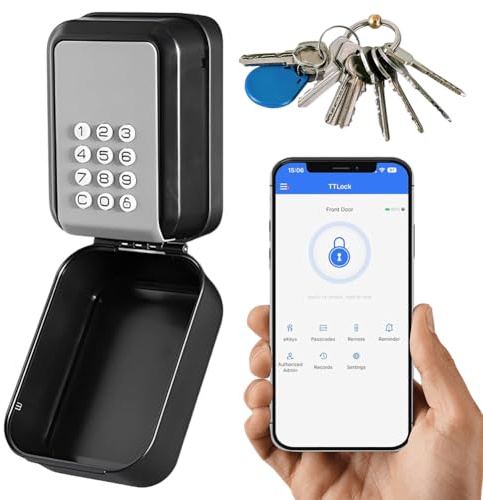 Smart Connected - Caja fuerte para llaves con Bluetooth, compatible con aplicación TTLock y código PIN, caja fuerte digital para llaves, caja fuerte para llaves, caja de seguridad inteligente, para
