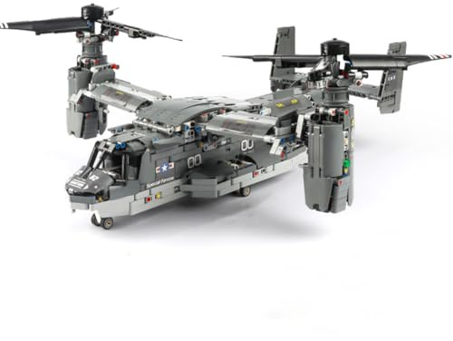 Lunaro 2-Mode V-22 Osprey Tiltrotor Aircraft Building Set, Remote-Controlled Transforming Helicopter & Airplane STEM Model Kit for Adults & Teens (1685PCS)
