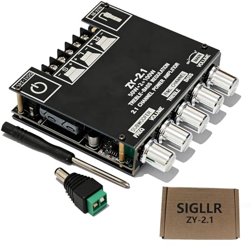 Bluetooth 5.1 Audio Stereo Amplifier Board,200W HiFi 2.1 Channel Mini Subwoofer Power Amp Module with Treble & Bass Control,DC 12-24 V, Audio Amp Board for Home DIY Wireless Speaker