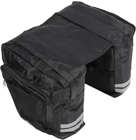 FOMIYES Sacoche Arrière Double pour Vélo de Montagne Résistante en PVC Noir Grosse Capacité Plusieurs Poches Rangement Pratique pour Accessoires et Outils Sacoches de Selle Stable pour