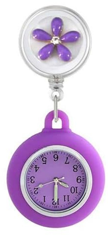 YUGSHNKFC Reloj retráctil de Enfermera con Solapa Colgante, Funda de Silicona y manecillas Que Brillan en la Oscuridad para turnos de Noche Reloj retráctil de Enfermera