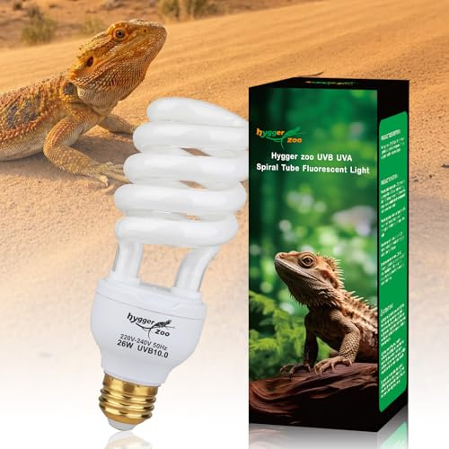 Ampoule Reptile UVA UVB 10.0 26W E27 Lamp UVB Ampoules pour Reptile désert | Améliorer synthèse D3 Augmenter l'absorption calcium, Fluorescente Tube Compacte lampe UVB Bulb pour Tortue Lézard Caméléon