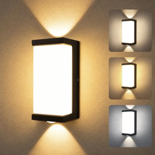 KingYH 12W Aplique LED para Exterior Intensidad Regulable 3000-6500K
