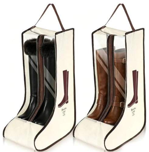 LEOUEANR Lot de 2 sacs de rangement pour bottes, étanches à la poussière, avec poignée, organiseur de bagages de voyage portable pour bottes hautes, usage quotidien pour hommes, femmes, adolescents