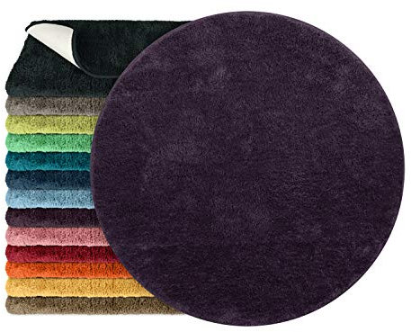 npluseins Mikrofaser Badteppich - viele Farben & Größen 800.1026, Beere, 110 cm rund