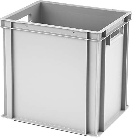 1a-TopStore Euro-Stapelbox EB-440, 400x300x400 mm (LxBxH), verstärkter Rippenboden, grau ähnl. RAL7001, aus Polypropylen, lebensmittelecht, 2 Handgriffe, ca. 37 Liter Vol.
