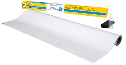 Post-it Easy Erase Permanent Marker Whiteboard Surface, Permanent Marker Wipes Away with Water, 6 ft x 4 ft, White Dry Erase Whiteboard Film (EE6x4)