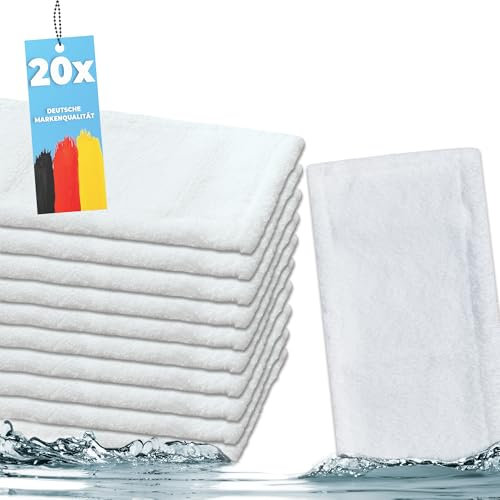 20x Microfaser-Möppe für 50cm-Mopp-Klapphalter - Wischmöppe für großflächige Bodenreinigung in Praxis, Büro, Schule, Krankenhaus, Hotel, etc.- Taschenbezüge für Trockenreinigung und Feuchtreinigung