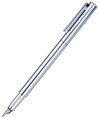 Hongdian 516 Stainless Steel Fountain Pen Fine Nib, Classic Design with Converter and Pen Pouch