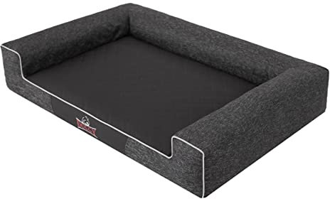 DOGGY Haustierbett Hundeliegen Kissen Hundebett Liegen Hundekissen Bett Sofa Hundekorb Tierbett Hundesofa: Schwarz Ökoleinen, XXL - 118 x 78 cm