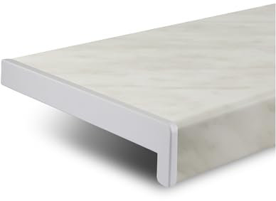 TJ Fensterbank Innen Kunststoff Marmoroptik / 10 x 100 cm Fensterbank inkl. Seitenabschluss/PVC Fensterbank nach Maß/Fensterbank Innen kratzfest und feuchtigkeitsundurchlässig