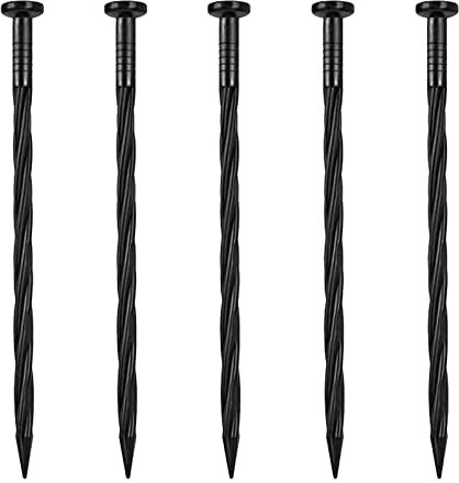 CAIGAIC Paquete de 50 Picos de Paisaje, 8 Pulgadas, Espiral, plástico, para jardín, Paisaje, Anclaje, para Bordes de pavimentos, Barrera de Malas Hierbas, césped Artificial