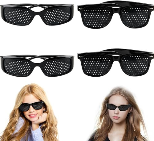 Occhiali Stenopeici, badaren Pinhole Glasses* 4 Paia (2 stili), Occhiali Forati per Allenare Gli Occhi, Occhiali Buco Nero, Occhiali Stenopeici Piccoli fori Anti-fatica adatti per uomo/donna/bambino
