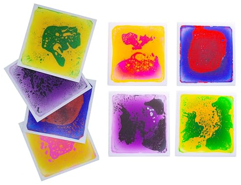 VIRTUENITY Piastrelle sensoriali liquide per pavimenti, 4 pezzi, 30 x 30 cm, per stanze sensoriali, sala giochi, aula, camera da letto e ufficio. Set da 4 pezzi.