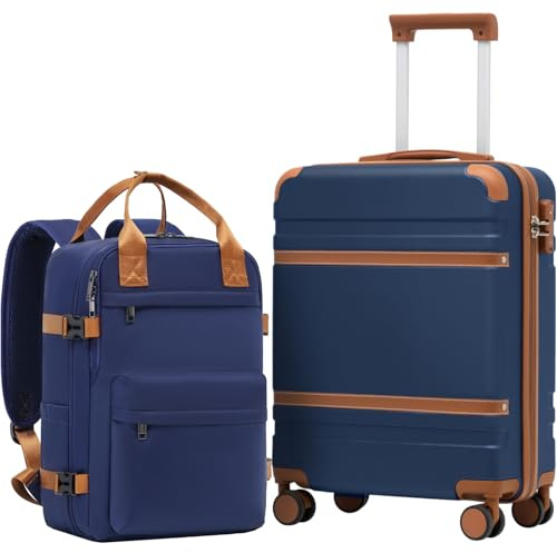 COOLIFE Cabin Suitcase 55x40x20 & Cabin Bag 40x30x20 EasyJet Ryanair PC+ABS