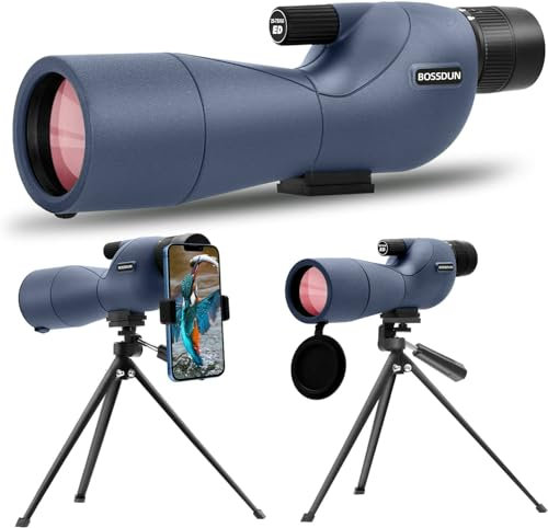 25-75X60 Spektive für Zielschießen, Jagd, Vogelbeobachtung, Wildtierbeobachtung. Low Light Vision Spektiv mit Metall-Stativ, Telefon-Adapter, Tragetasche, BAK4 Prisma, FMC-Objektiv (60BLUE)