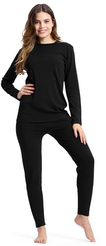 BAMBOO COOL Thermals Base Layer Women Thermal Womens Bamboo Winter Wear Black