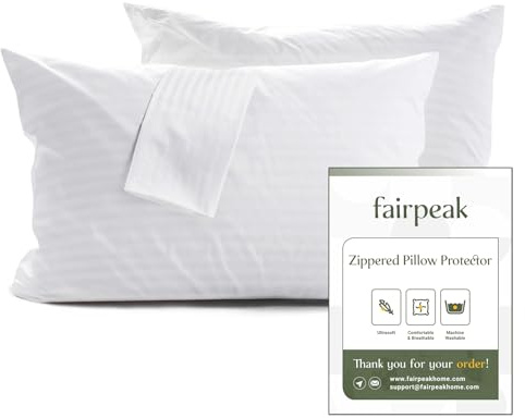 Fairpeak Protettore per cuscino 50x80 Confezione da 4, Copricuscini con cerniera, Qualità da hotel di lusso, Traspirante, Morbido, Lavabile in lavatrice