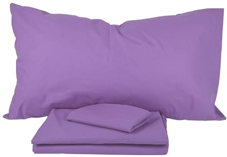 PASSION Completo letto, set lenzuola, Materiale 100% Puro Cotone, Lenzuola sopra, Lenzuolo sotto e 2 Federe da Letto, Biancheria da Letto Tinta Unita, Made in italy (Lilla, Singolo)