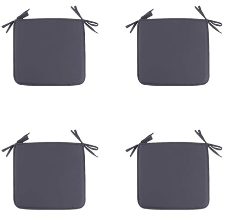 4er Set Sitzkissen 40 x 40 cm Stuhlkissen mit Bändern, Sitzpolster für Stuhl Weiches Stuhlauflage Sitzauflage Dekokissen für Innen- & Außenbereich (Grau)