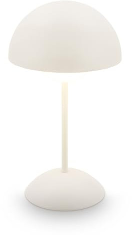 BRILONER - LED Tischlampe kabellos IP44 mit Touch, dimmbar, Akku tauschbar, Nachttischlampe, Leselampe, LED Lampe, Campinglampe, Tischleuchte, Akkulampe, Outdoor Lampe, 16 x 29 cm (DxH), Altweiß