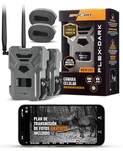 Spypoint FLEX-DARK TWIN PACK Cellular Trail Camera, 40MP Photos, 1080p Video + Sound, No-Glow Game Camera, Hunting Night Vision, Motion Activated,100ft Detection, No Wifi Needed Trail Cam