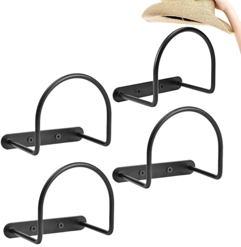 Soporte de sombrero de , gorras de béisbol, estante de pared, organizador de borde ancho, ganchos de pantalla de metal negro, de almacenamiento de pared fuerte para gorras de béisbol