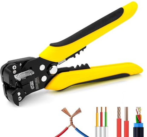 DOWELL Automatic Wire Stripper 10-24 AWG, strumento multifunzionale 3-in-1 per lo spogliamento, il taglio e la serratura, strumento elettrico resistente per professionisti e fai da te