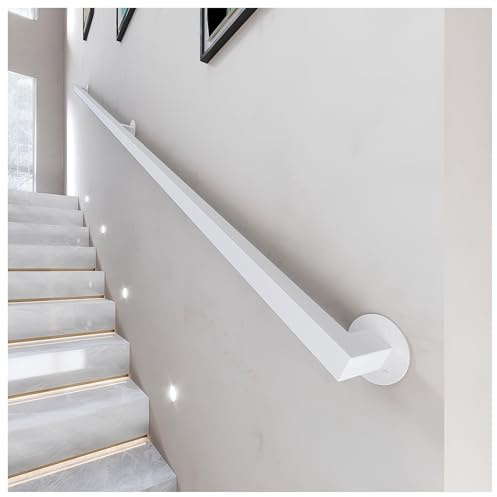 Pasamanos Escalera De Interior, Barandillas Para Escaleras Industriales, Barandilla De Escalera Antideslizante Con Soportes, Barandillas Para Terrazas De Lofts(Blanca,220cm(2 * 110cm))