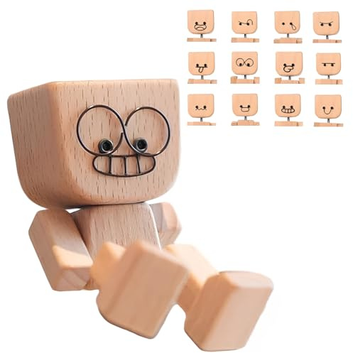 THQAE Shaking Wooden Man Figurine, Figurine D'Homme En Bois Tremblant IntéRessant, Decoration Voiture, Car Dashboard Decoration Figurines D'Homme En Bois Qui Secoue Les Pieds