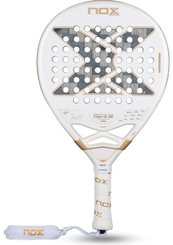 NOX Raquette de Padel AT10 Genius 12K Alaun Xtrem 2026 | Agustin Tapia | Agustin Tapia Teardrop Raquette de padel | Système d'équilibre du poids, face en carbone 12K, HR3 Black Eva | EOS Tunnel