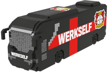 FOCO Officiell licensierad produkt Bayer 04 Leverkusen BRXLZ 3D Bricks fotbollslagsbuss byggleksak modell