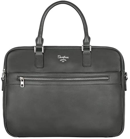 David Jones - Herren Aktentasche - Mann Business Tasche PU Leder Arbeitstasche - 15 Zoll Laptoptasche Große Umhängetasche - A4 Schultertasche Henkeltasche Handtasche Messenger Arbeit Büro - Grau