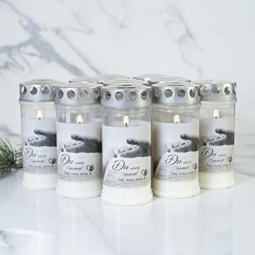 10er Set HOFER GRABKERZEN 4 Tage Brenndauer - Das Original [Hund] Trauerkerzen mit Deckel | Grablicht, Friedhofskerze für Hundegrab | Grabschmuck und Grabdeko für Hunde
