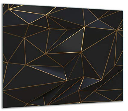 TMK Plaque de recouvrement, 60 x 52 cm, en verre, décorative, pour cuisinières électriques, à induction, anti-éclaboussures, planche à découper, noire