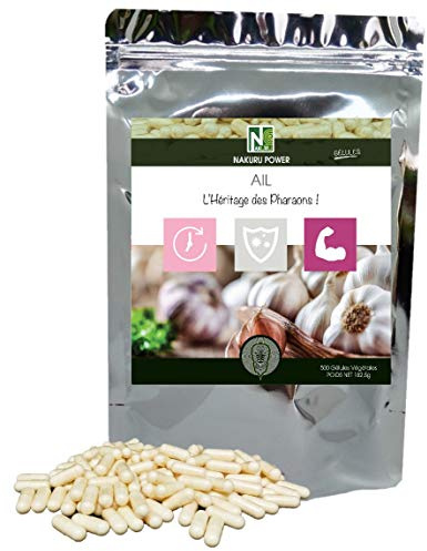 NAKURU | Ail | 500 Gélules Végétales de 365mg | GammePower | Fabriqué en France | L'Héritage des Pharaons! | (500 Gélules Végétales de 365mg / Poids Net: 182,5g)
