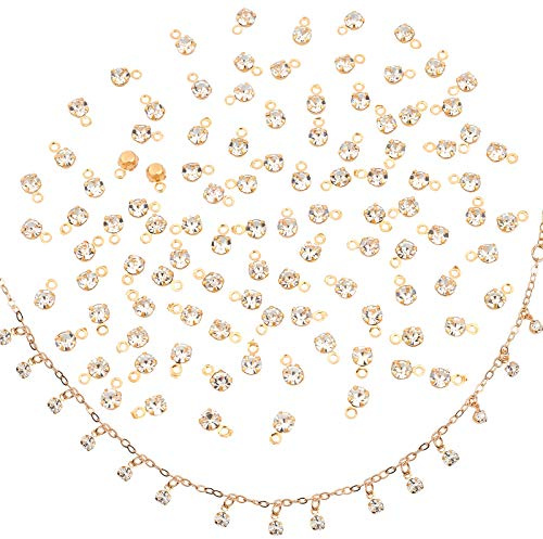 PandaHall 100Stk Mini Strass Charms Anhänger Messing Golden Plated Birthstone Crystal Dangle Anhänger Für Ohrringe Halskette Fußkettchen Armband DIY Schmuckherstellung