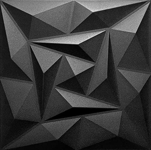 Eurodeco Paneles 3D de revestimiento de pared en 3D, paneles decorativos de techo, decoración de pared, adhesivos de pared de poliestireno XPS poliestireno, 50 x 50 cm, 3 mm de grosor, cuarzo negro,