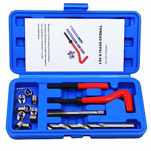 BestsQ 15 Stück Gewindereparatursatz Bohrer Helicoil Repair Kit Kompatibel Handwerkzeug Set für Auto Reparatur Größe:M10x1.25