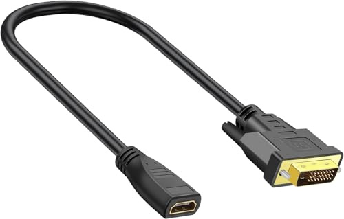 SAISN DVI to HDMI Adapter Bi-Directional HDMI to DVI Cable 1080P HDMI Female to DVI-D (24+1) Male Video Cord Converter for Monitor, HDTV, TV Box, Projector, Blu-ray