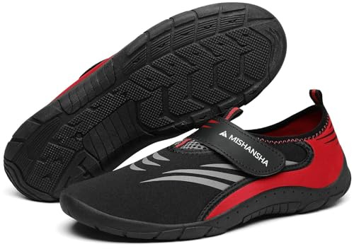 Mishansha Chaussures Aquatiques Hommes Femmes Séchage Rapide Chaussure d'eau Antidérapant Chaussures de Plage Légère Chaussures de Plongée et Surf Rock Snorkeling Rouge Persan,GR.41