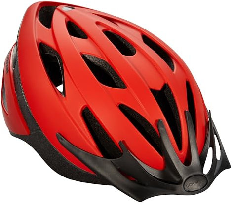 Schwinn Thrasher Helmet for Kids, Red, Size 55-58 cm, for Kids 8-14, Lightweight Microshell, Adjustable Dial and Straps, Interior Padding, 20 Air Vents, Removable Visor, Helmet for Boys and Girls