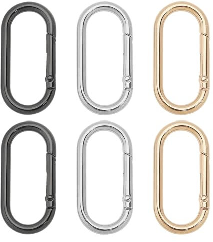 Create idea 6 Pezzi Clip Ad Anello A Molla Tracolla Borsa Clip A Scatto Ovali Portachiavi 1,93×0,94 In Lega Zinco Clip A Scatto Ovali Oro Nero E Argento Per Chiavi Borse Borsette Artigianato