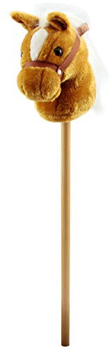 Generisch Steckenpferd aus Holz mit Kopf aus Plüsch und Leine