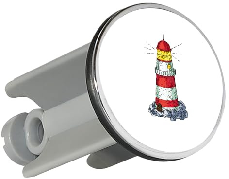 Huuraa Waschbeckenstöpsel Leuchtturm Lighthouse 4cm höhenverstellbar Abflussstopfen Geschenkidee
