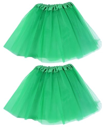 2 Pièces Jupe En Maille Verte, Jupe Moelleuse Pour Enfants, Confortable Et Douce, Tutu De Ballet De Performance Pour Filles, Costume Classique.