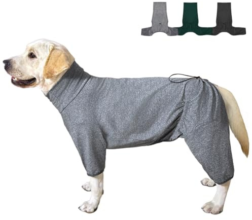 KOOGAL Dog Pyjamas PJS Sweater Clothes and Home Clothing Suitable for Medium to Large Breeds of Dogs, Dog Neutering Suits, Extra-Large Stretch Fabric, Four-Legged Clothes (Thin Forid Gray, 3XL)
