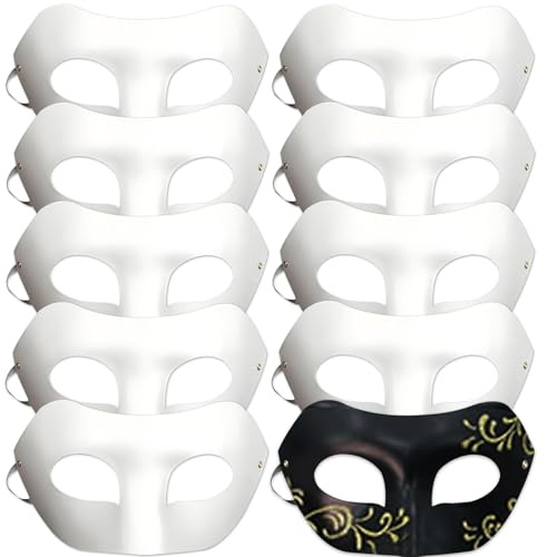 SCDZY Lot de 10 masques en papier blanc pour bricolage - Masque blanc à peindre - Masque blanc à peindre - Masque vide à peindre - Pour Halloween, carnaval, cosplay, fête costumée