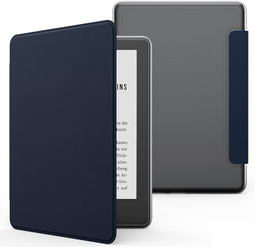 Étui Magnétique Imperméable Compatible avec Kindle 6 11e Génération (Modèles 2024/2022) - Coque Protectrice Auto-Veille/Réveil, Ultra-Léger et Anti-Rayures avec Dos Transparent - Bleu foncé