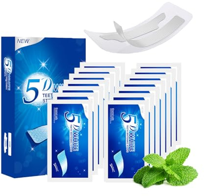 5D Zahnaufhellung Strips Professional Teeth Bleaching Stripes, Zähne Aufhellen Bleichen für Weiße Zähne, Zahnbleaching Set mit Minze, Plaque Entfernen Zahnaufheller, Zahnweiss Bleaching Effekt​​